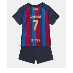 Baby Fußballbekleidung Barcelona Ousmane Dembele #7 Heimtrikot 2022-23 Kurzarm (+ kurze hosen)